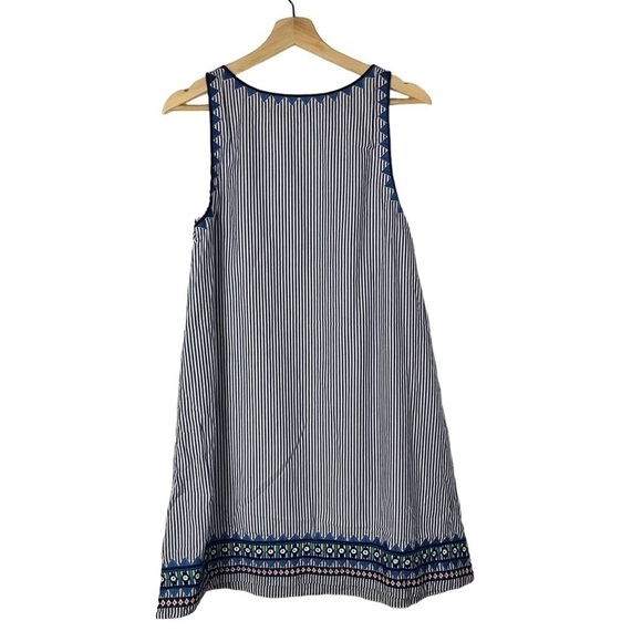 Vineyard Vines Geo Prep Embroidered Marlin Blue Stripe Shift Mini Dress 10 - Picture 2 of 5